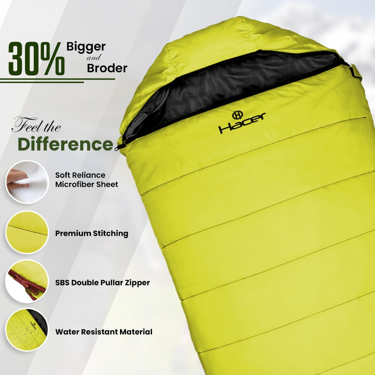 thumbnail image 2 of 4 Season Single Sleeping Bag - Premium Waterproof Camping Hiking Envelope Bags 2 of 5