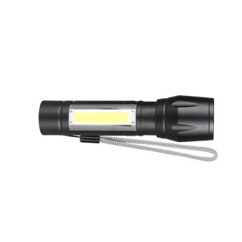 Hacer USB Rechargeable Mini LED Torch Light Zoomable XPE COB LED Flashlight for Camping Hiking and Emergency - Black