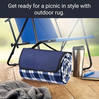 HACER Picnic Mat Portable Camping & Outdoor Polyester Foldable Rug with Sandproof Waterproof Ideal for Travel Camping, Hiking, Park