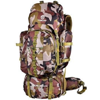 HACER 90L+20L Camping Rucksack Bag Water-Resistant Men Travel Backpack with Rain Cover for Hiking Trekking Traveling - (Camouflage)