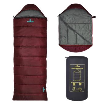 Hacer Camping Sleeping Bag Open Comforter & Mattress +8 Degree Winter 210T Polyester Lining Hiking Trekking Bags (7ft,Neon & Yellow, 8°C to +12°C, 1kg)