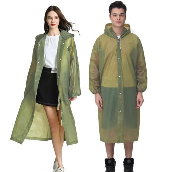 HACER EVA Waterproof Rain Coat Hooded Universal Outdoor Water Resistant Portable Suit for Men Women Boys & Girls (Olive Green, Free Size)