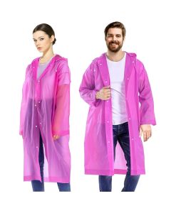 HACER EVA Waterproof Rain Coat Hooded Universal Outdoor Water Resistant Portable Suit for Men Women Boys & Girls (Universal, Pink)