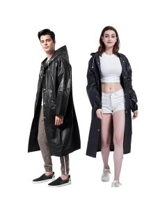 HACER EVA Waterproof Rain Coat Hooded Universal Outdoor Water Resistant Portable Suit for Men Women Boys & Girls (Universal, Black)