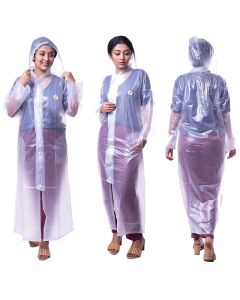 HACER Crystal Ladies Raincoat Jacket with Adjustable Hood Water Resistant Transparent Reusable Rainwear for Women (XXL, Transparent)