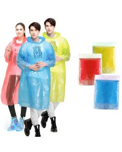 HACER Disposable Raincoat Poncho with Hood Raingear Travel Rainsuit Barsaati Water Resistant Rainwear for Men Women (Random, Pack of 3)