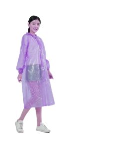 HACER PVC Raincoat Transparent Hooded Water Resistant Rain Jacket with Sleeves for Women Men Camping Rainy Season Travel - Purple