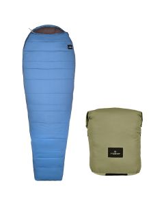 Hacer HC-700 Dras Camping Sleeping Bag with Reliance Microfiber Filling -18 to +3 Degree Winter Hiking Trekking 7.2ft Adults Men & Women Travelling Bags (Blue & Grey, 2.3KG)