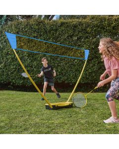 Hacer Badminton Net Set Portable Adjustable Outdoor with Foldable Stand Pole (3 Meter, Yellow)