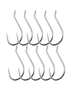 HACER Stainless Steel Barbed Circle Fishing Portable Hooks Lot for Ocean Lake Pond River (10 PCs)