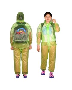 HACER Ferrari Junior Raincoat with Pants for Kids Waterproof Full Length Hood & Pockets Boys Rainwear Carry Bag Included- (Light Green, Size- L, 1 Pc)