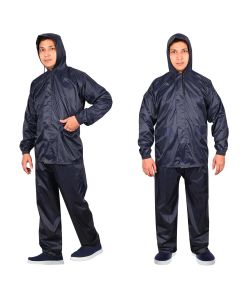 HACER Fantasy Raincoat with Pants for Men Waterproof Full Length Hood & Pockets Rainwear for Gents & Boys Carry Bag Included- (Navy Blue, Size- XXL, 1 Pc)