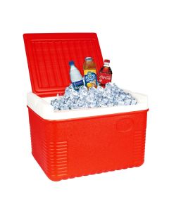 HACER Shiv Insulated Chiller Ice box Standard Size Lunch & Cold Drinks Portable Hard Cooler with Handle for Travel Party Bar Beach Picnic Camping Medical Purpose (6 L, Red & White)