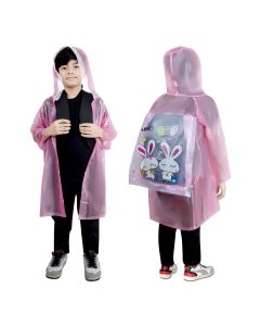 HACER Raincoat for Kids 8-10 Years Long Rain Jacket Boys Girls Rainsuit Waterproof Children Rainwear with Hood School Bag Cover & Carry Pouch (1Pc, 2XL, Unicorn Print, Pink)