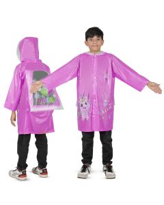 HACER Raincoat for Kids 8-10 Years Long Rain Jacket Boys Girls Rainsuit Waterproof Children Rainwear with Hood School Bag Cover Carry Pouch (1Pc, 2XL, Unicorn Print, Light Pink)