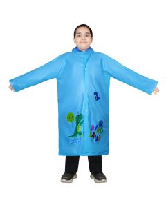 HACER Raincoat for Kids 8-10 Years Long Rain Jacket Boys Girls Rainsuit Waterproof Children Rainwear with Hood School Bag Cover & Carry Pouch (Pack of 1, 2XL, Dino Print, Blue)