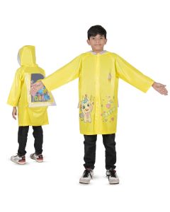 HACER Raincoat for Kids 6-7 Years Long Rain Jacket Boys Girls Rainsuit Waterproof Children Rainwear with Hood School Bag Cover & Carry Pouch (1Pc, 1XL, Unicorn Print, Yellow)