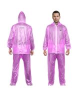 HACER Rock Raincoat with Hood Water Resistant Bike Rainsuit Adjustable Hem Side Pockets Rainwear Set of Top Bottom & Storage Bag (Universal, Violet)