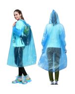 HACER Disposable Raincoat Poncho with Hood Water Resistant Rainwear Barsaati for Outdoor Travel Men Women (Blue, Pack of 1)