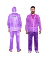 HACER Knight Rider Raincoat with Hood Water Resistant Rainsuit with Adjustable Hem Set of 2 Rainwear with Side Pockets (Universal, Violet)