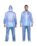 HACER Rock Raincoat with Hood Water Resistant Bike Rainsuit Adjustable Hem Rainwear Set of Top Bottom with Storage Bag (Universal, Blue)