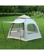 Hacer Camping 210D+190T Fabric 2 Layers Lightweight Backpacking Waterproof Windproof Portable Cabin for 3 to 4 Persons Suitable for Hiking (Beige)