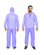 HACER Super Net Raincoat with Hood Water Resistant Rainsuit Adjustable Drawstring Hem Set of Top & Bottom Barsaati Universal Rainwear Side Pockets Packed in Storage Bag (Universal, Violet)