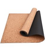 HACER Yoga Mat 3mm Thickness Unisex Non-Slip Anti-Tear CORK Exercise Mats for Pilates Stretching Floor & Fitness Workouts-Brown/Black