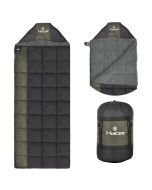 Hacer Kanchanjunga 3in1 Camping Sleeping Bag Open Like Comforter & Mattress -10 Degree Winter Nylon Lining Hiking Trekking Bags for Adults Men & Women (7.2ft, Black & Green, -10°C to 0°C, 2.5 kg)