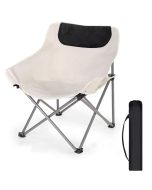 Hacer Carbon Steel Folding Chair with Backrest  Outdoor Portable Armchair for Travel Camping Picnic Garden (White)