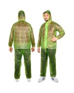 HACER Ferrari Button Safari Raincoat with Pants for Men Waterproof Full Length Hood & Pockets Rainwear for Gents & Boys Carry Bag Included- (Light Green, Size- XXL, 1 Pc)