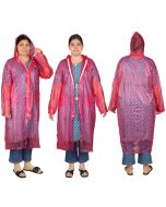 HACER Ferrari Ladies Raincoat Poncho for Women Waterproof Full Length Rainwear with Hood and Pockets for Girls Carry Bag Included- (Pink, Size- 48, 1 Pc)