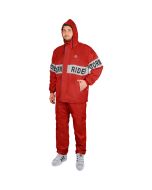 HACER Storm Rider Raincoat with Pants for Men Waterproof Full Length Hood & Pockets Rainwear for Gents and Boys Carry Bag Included- (Red, Size- XXL, 1 Pc)
