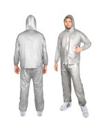 HACER Silverex Raincoat with Pants for Men Waterproof Full Length Hood & Pockets Rainwear for Gents and Boys Carry Bag Included- (Silver, Size- XXL, 1 Pc)