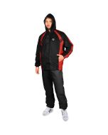 HACER Automatic Reversible Raincoat with Pants for Men Waterproof Full Length Hood & Pockets Rainwear for Gents & Boys Carry Bag Included- (Black, Size- XXL, 1 Pc)