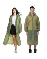 HACER EVA Waterproof Rain Coat Hooded Universal Outdoor Water Resistant Portable Suit for Men Women Boys & Girls (Olive Green, Free Size)